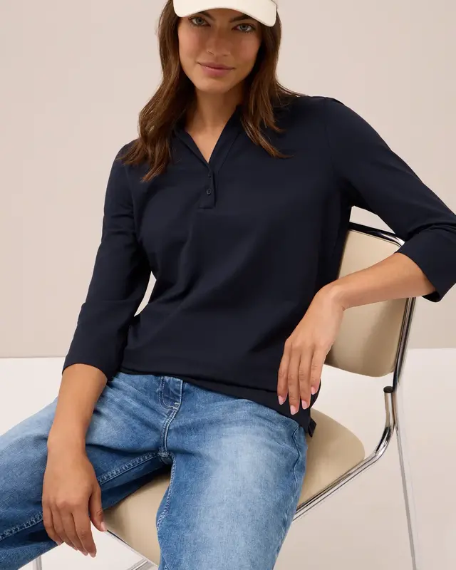 Cecil Poloshirt with Button Detail - Urban Dark Blue