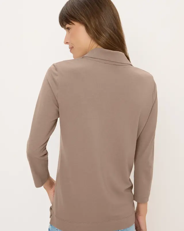 Cecil Poloshirt with Button Detail - Natural Taupe