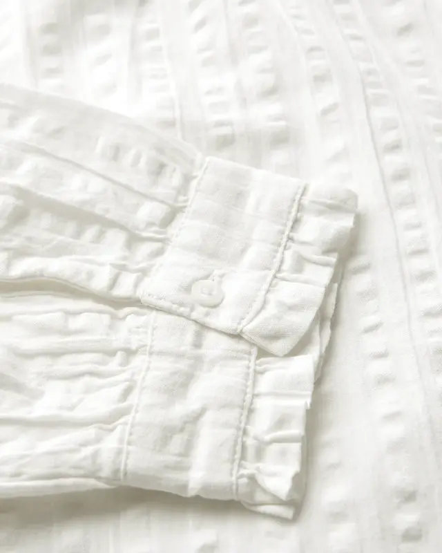 Street One Studio Seersucker Bluse mit Rüschen - Off White
