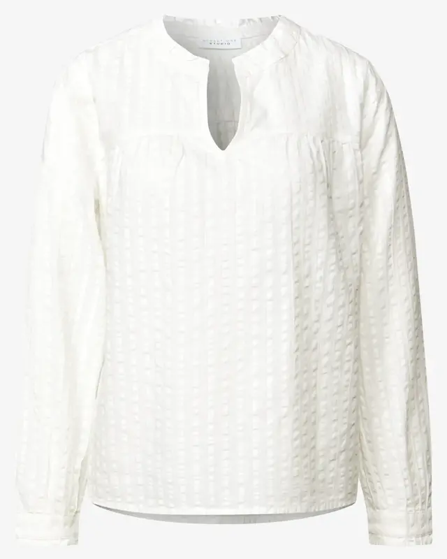 Street One Studio Seersucker Bluse mit Rüschen - Off White