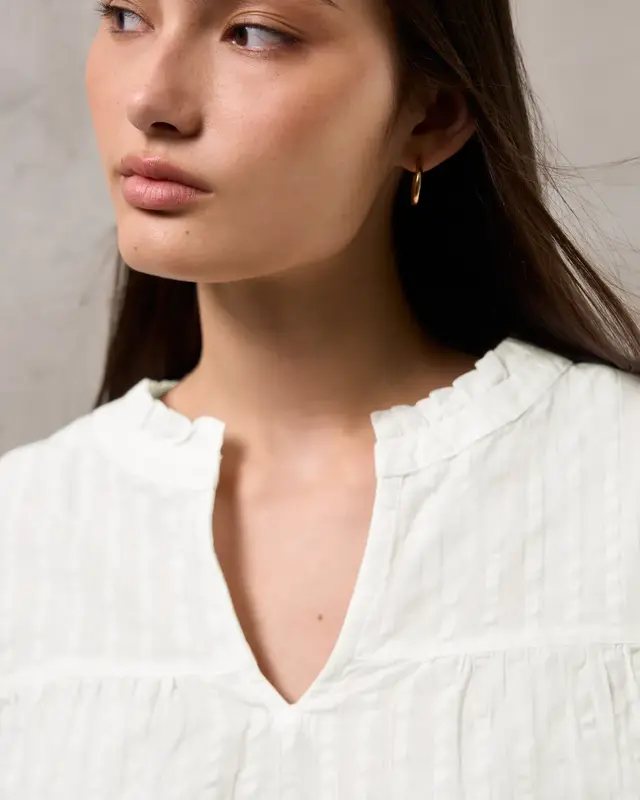 Street One Studio Seersucker Blouse met Ruches - Off White