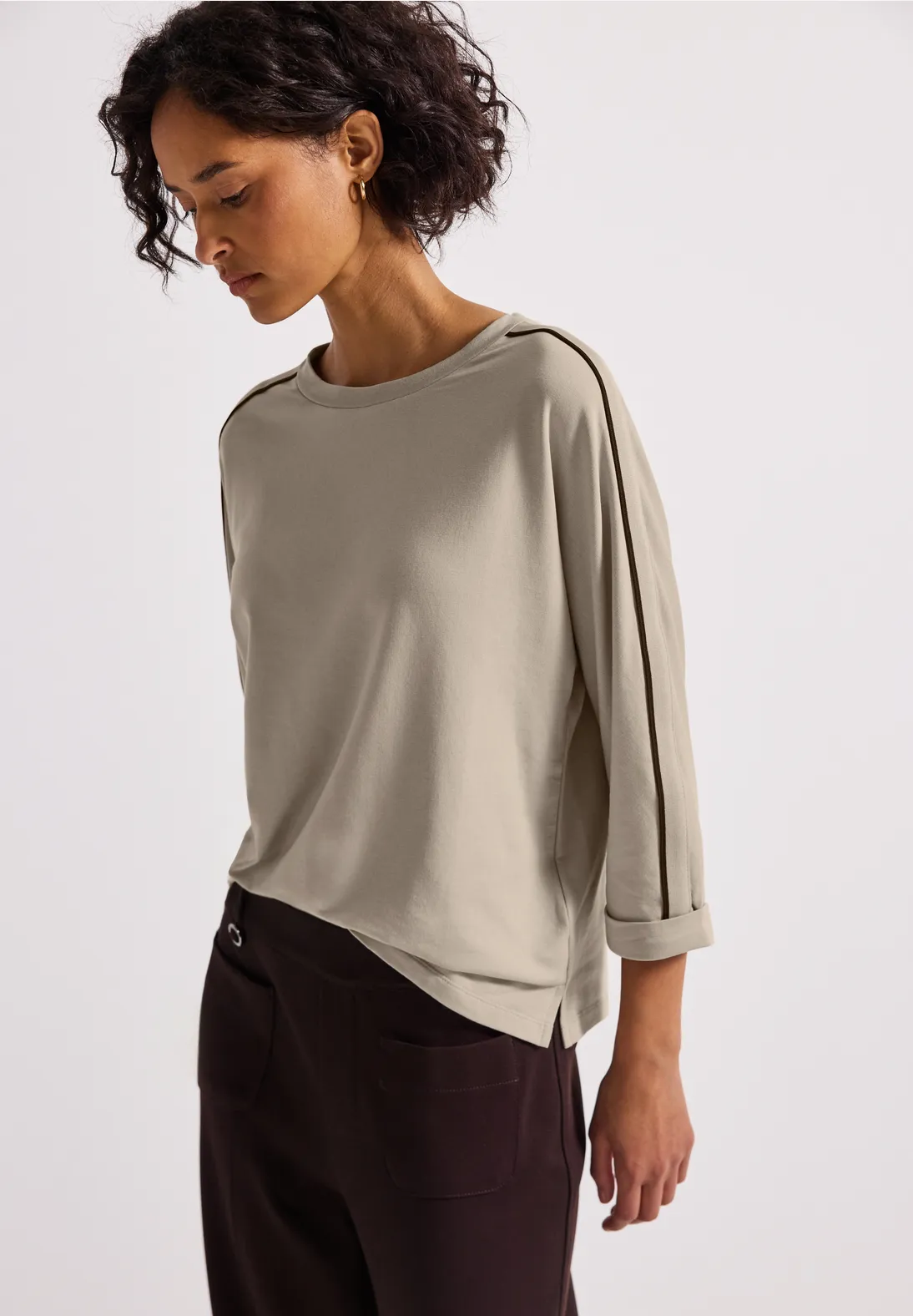 Street One Shirt mit Gallonstreifen - Morning Beige