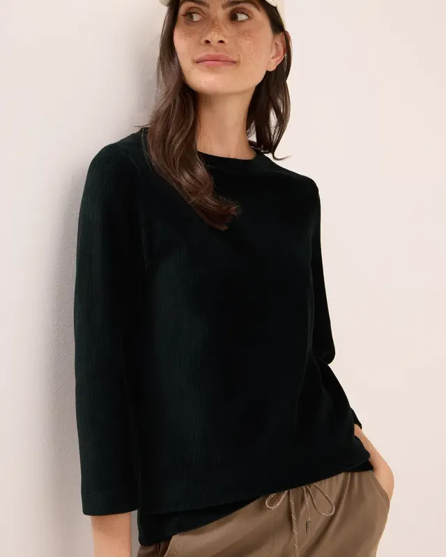 Cecil Cordshirt in Unifarbe - Ink Green