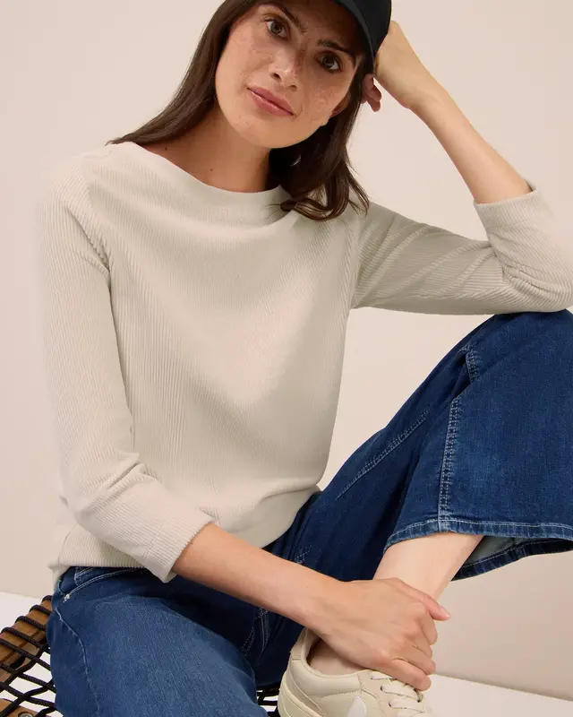 Cecil Cordshirt in Unifarbe - Oat Milk Beige