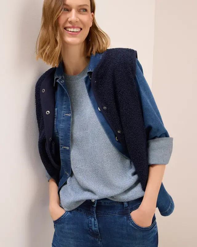 Cecil Light Knit-Look Shirt - Light Sky Blue