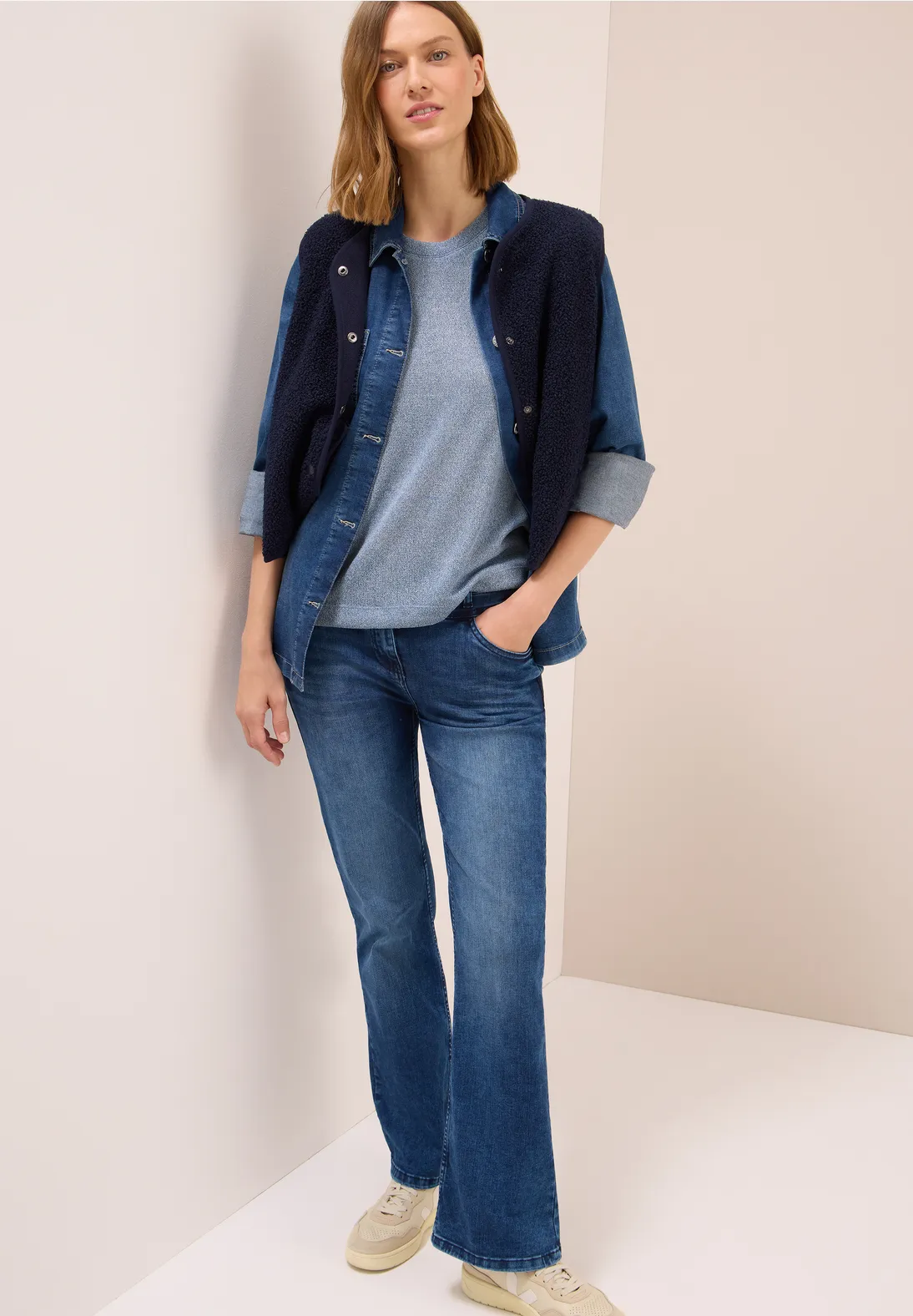 Cecil Leichtes Strick-Look Shirt - Light Sky Blue