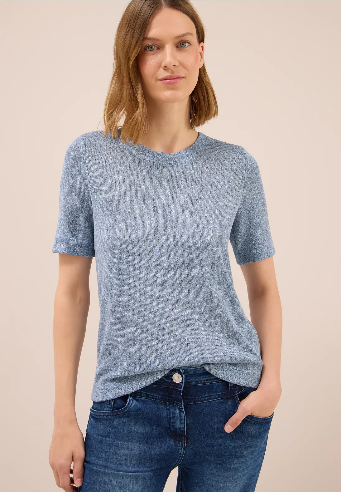 Cecil Leichtes Strick-Look Shirt - Light Sky Blue