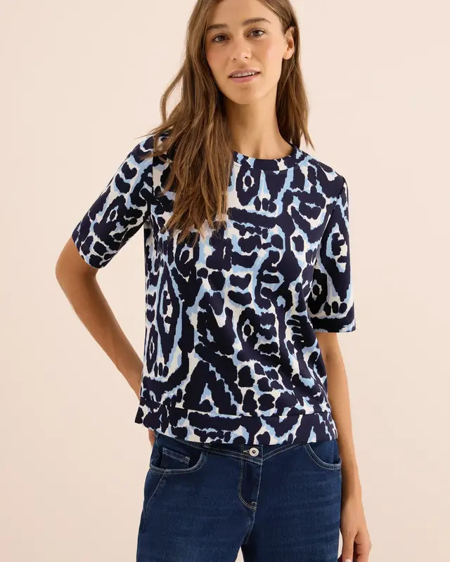 Cecil Cupro Touch Print Shirt - Urban Dark Blue