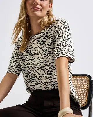 Street One Printed Batwing Shirt - Morning Beige