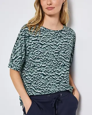 Street One Printed Batwing Shirt - Arona Blue