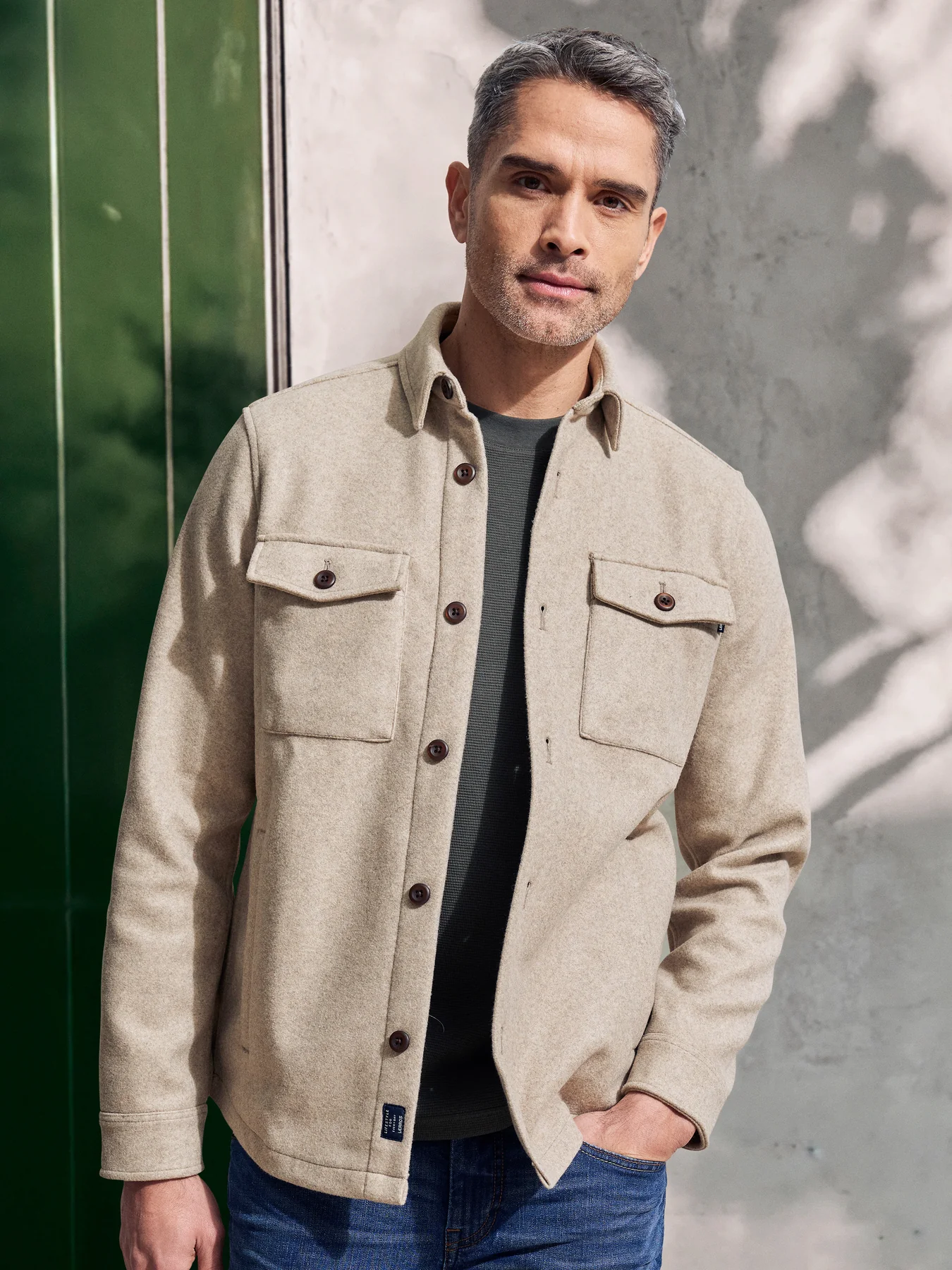 Lerros Wool Look Overshirt - Foam White