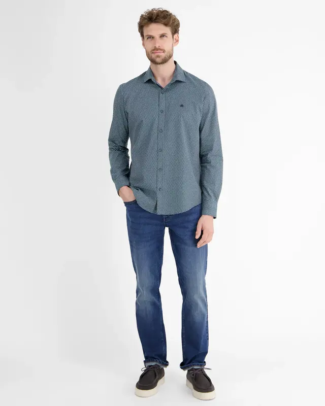 Lerros Overhemd met Print - Light Coffee