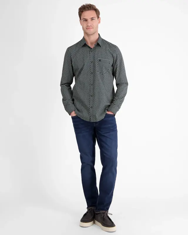 Lerros Print Hemd - Classic Navy