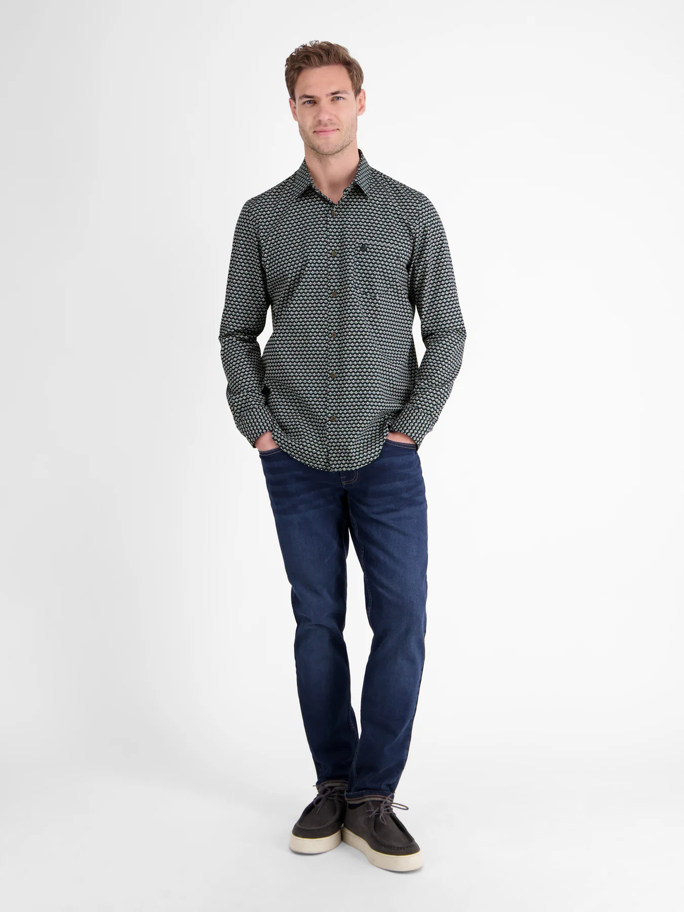 Lerros Overhemd met Print - Classic Navy