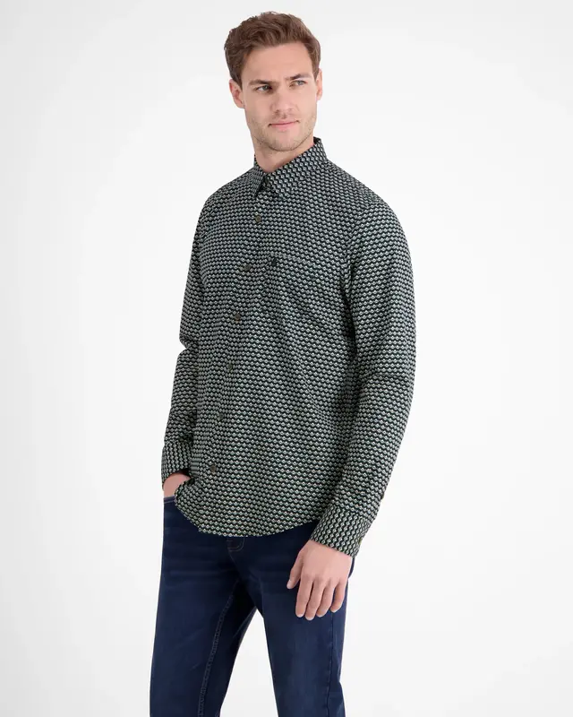 Lerros Print Hemd - Classic Navy