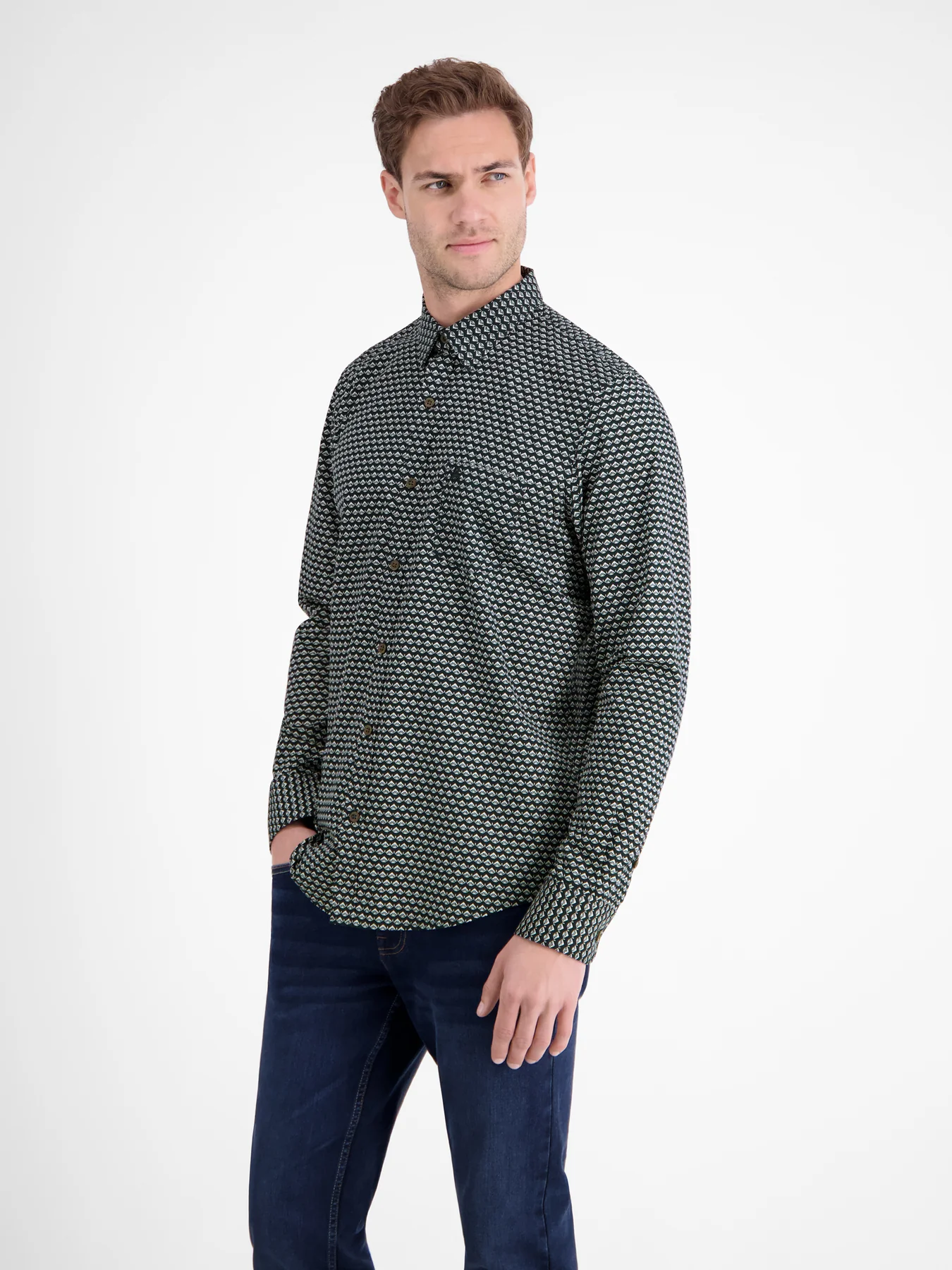 Lerros Overhemd met Print - Classic Navy