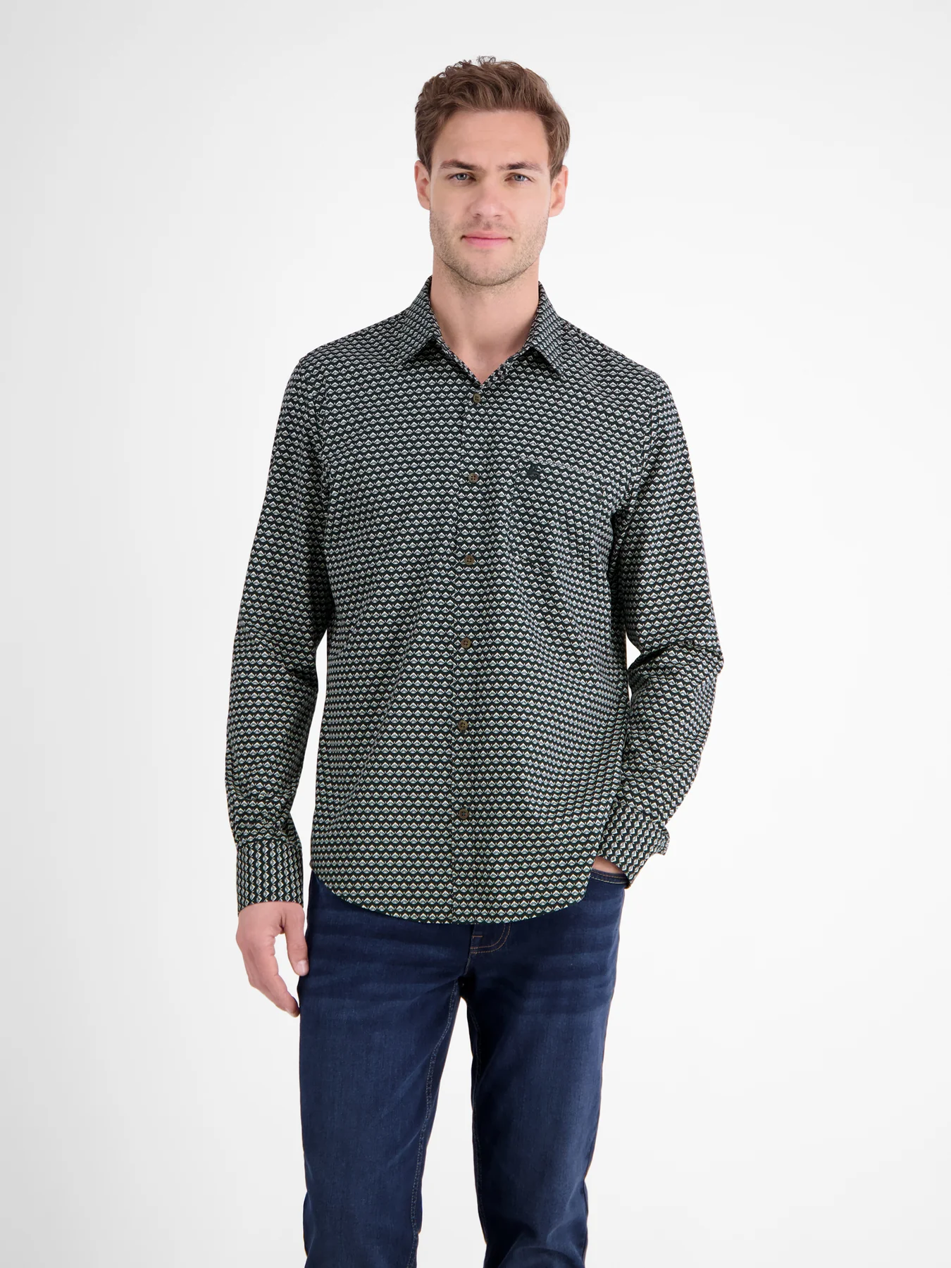 Lerros Overhemd met Print - Classic Navy