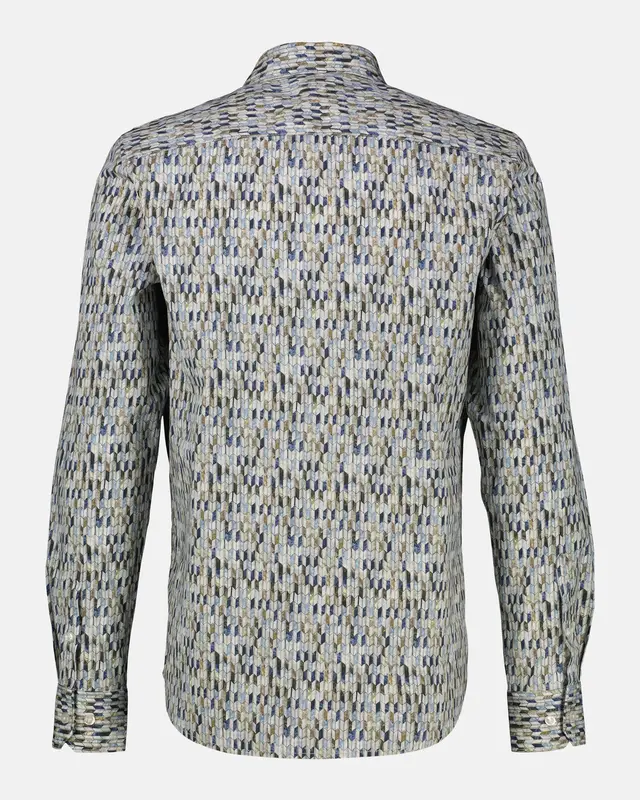 Lerros Poplin Overhemd Design Print - Broken White