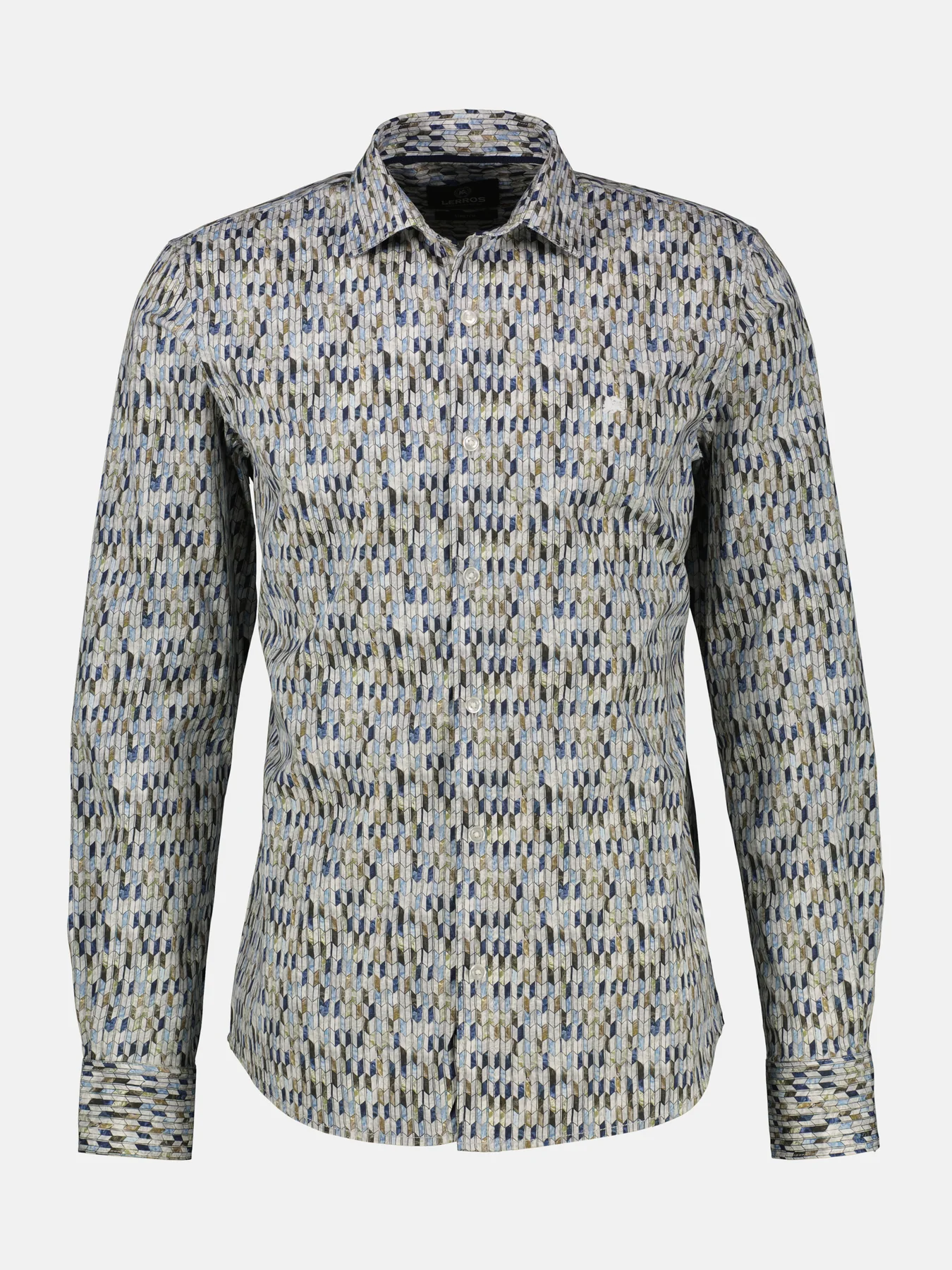 Lerros Poplin Overhemd Design Print - Broken White