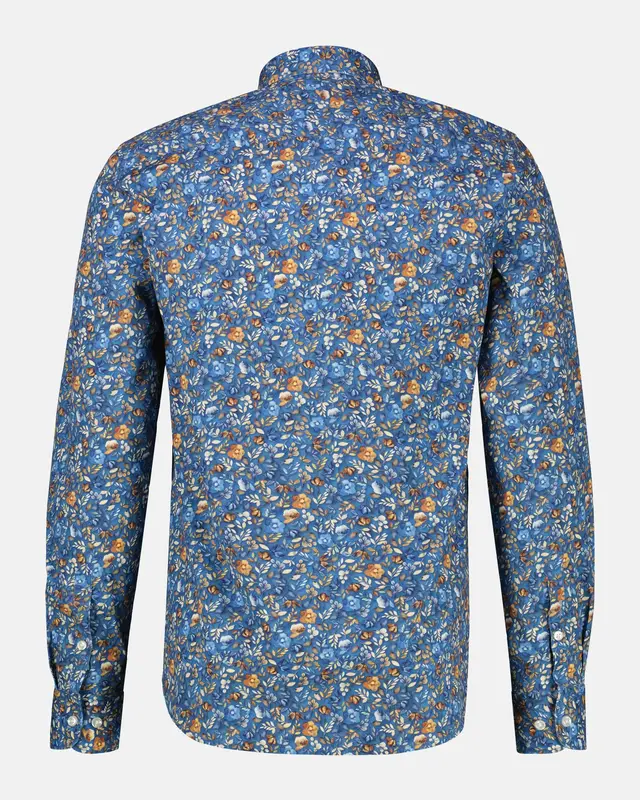 Lerros Stretch Overhemd met Bloemen - Storm Blue