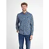 Stretch Overhemd met Bloemen - Storm Blue