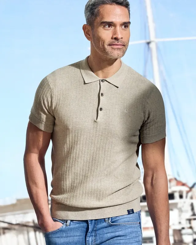 Lerros Knitted Poloshirt - Tender Beige Melange