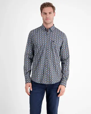 Lerros Print Hemd - Light Coffee