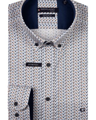 Giordano Graphic Satin-Stretch Overhemd - Navy