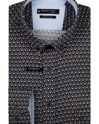 Giordano Satin-Stretch Print Overhemd - Navy