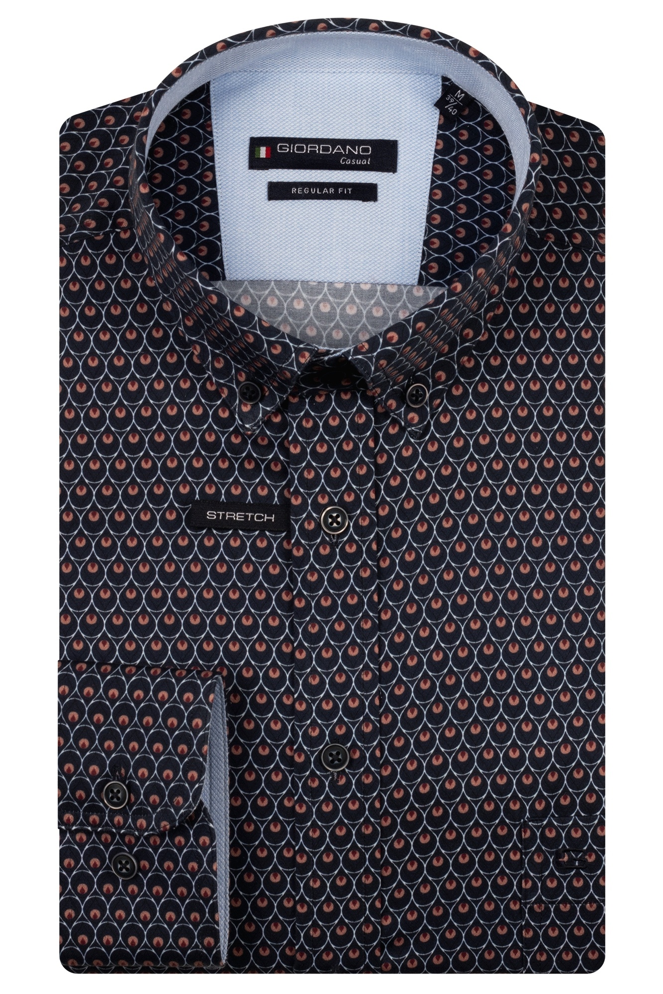 Giordano Satin-Stretch Print Shirt - Deep Mauve | - Cotton Blues