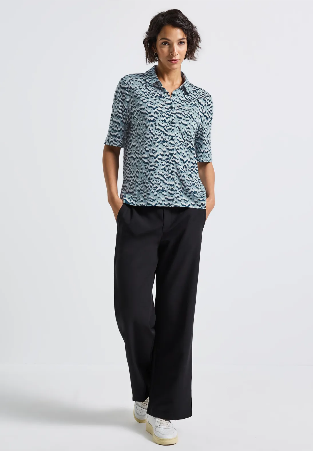 Street One Shirt in Blouse Look - Arona Blue | - Cotton Blues