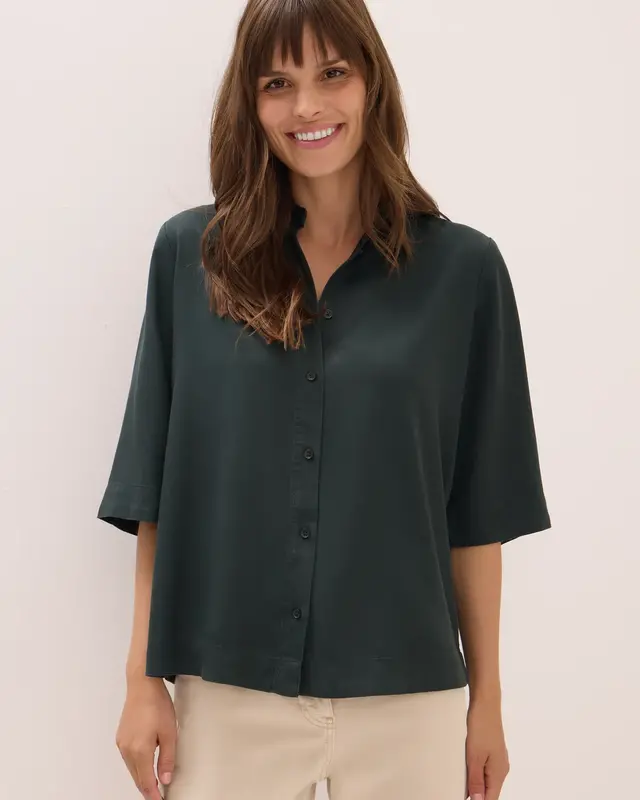 Cecil Lyocell Hemdbluse - Ink Green