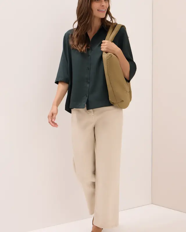 Cecil Lyocell Hemdbluse - Ink Green