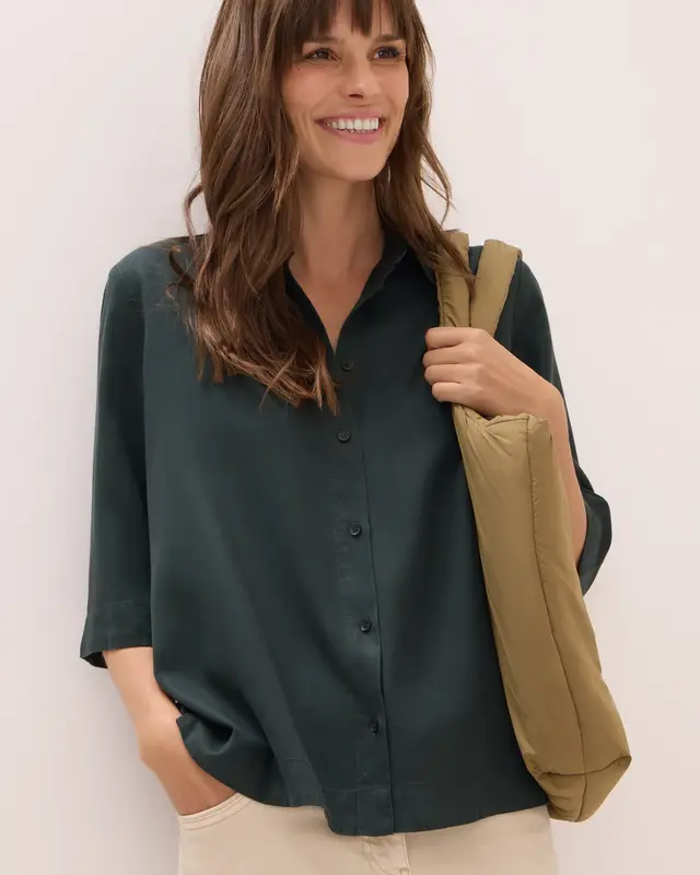 Cecil Lyocell Hemdbluse - Ink Green