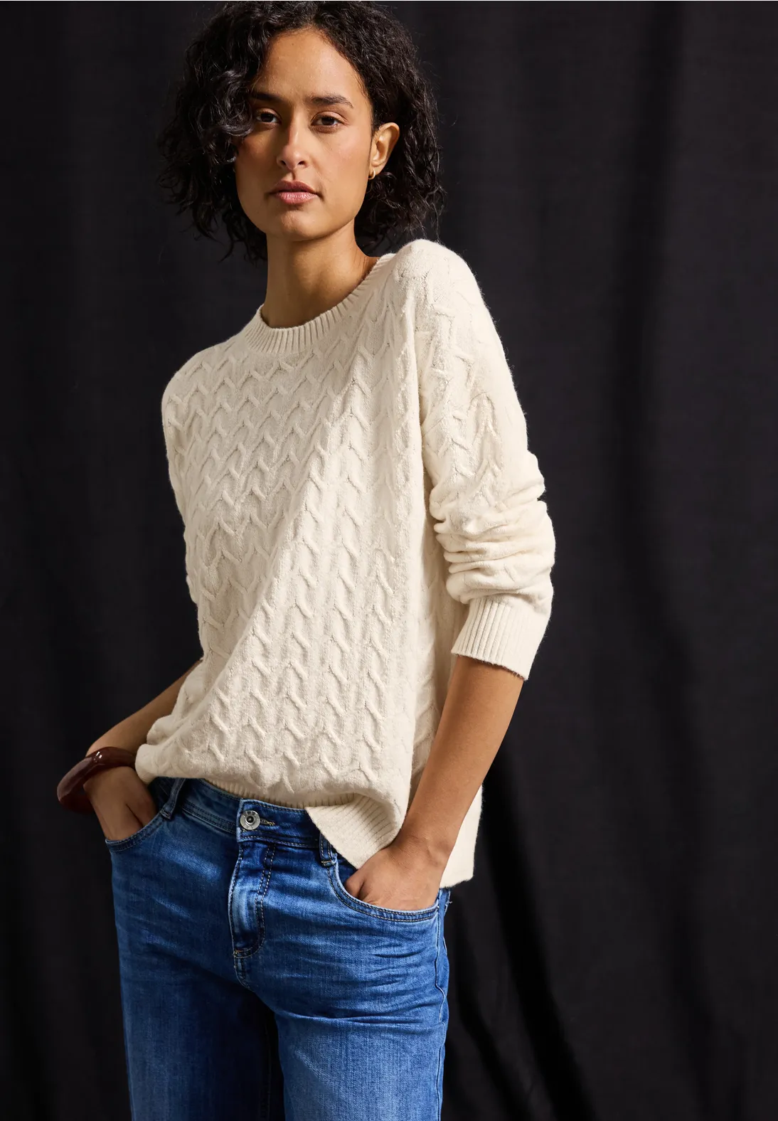 Street One Structured Jumper - Soft Beige