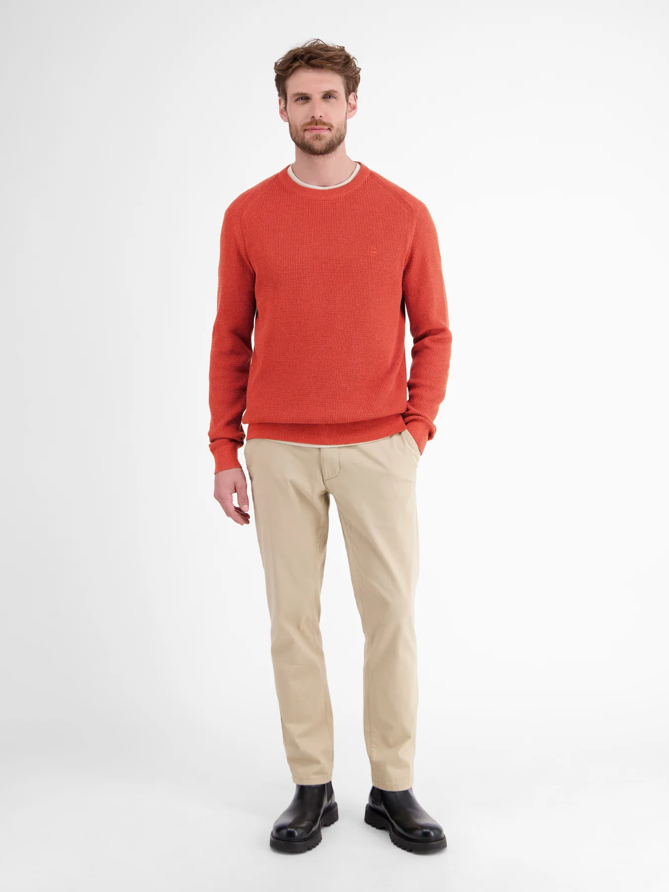 Lerros Trui in Gestructureerde Kwaliteit - Scandinavian Red