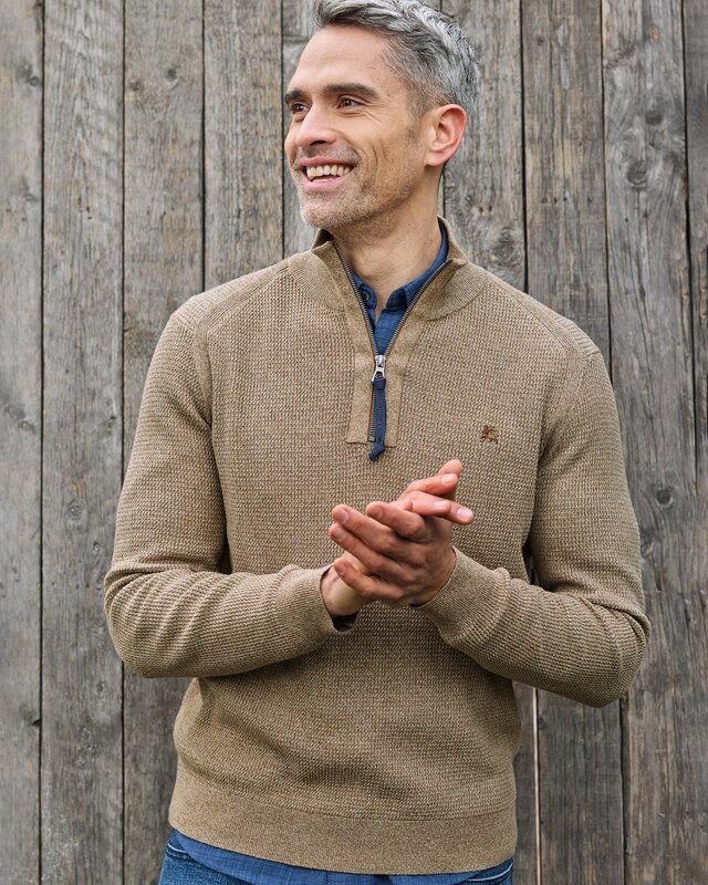 Lerros Gebreide Troyer in Melange Look - Light Coffee