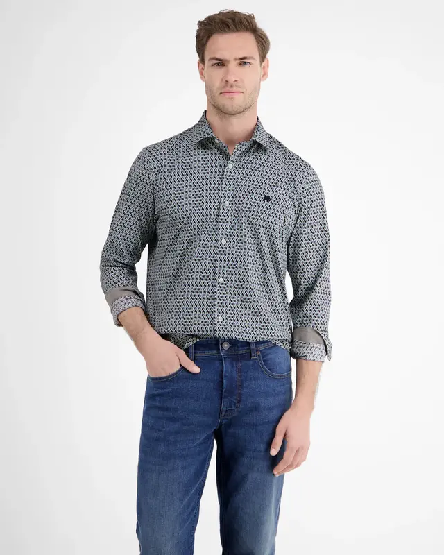 Lerros Stretch Popeline Overhemd - Fjord Blue