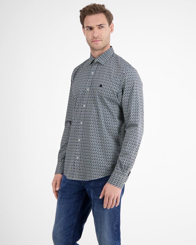 Lerros Stretch Popeline Shirt - Fjord Blue