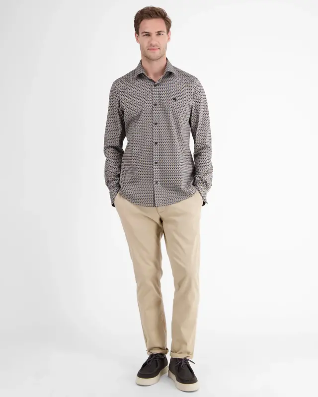 Lerros Stretch Popeline Overhemd - Light Coffee