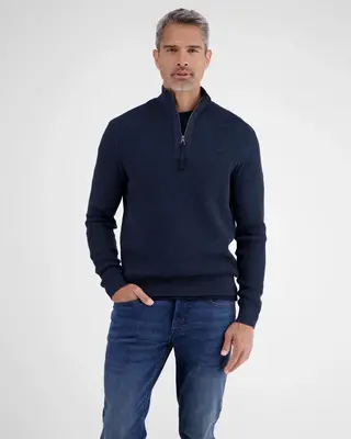 Lerros Gebreide Troyer in Melange Look - Classic Navy