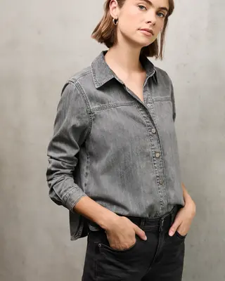 Street One Studio Denim Overhemd - Grey Random Washed