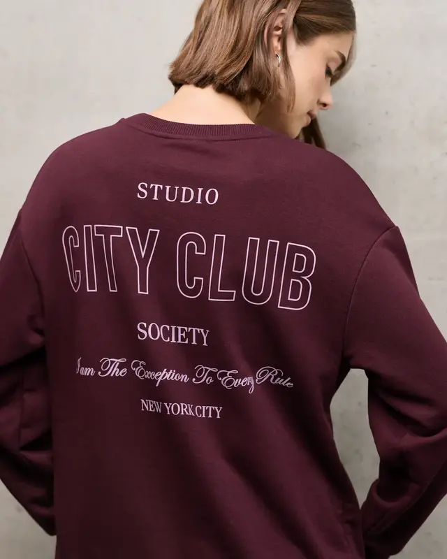 Street One Studio Loose Fit Backprint Sweater - Dark Plum Red