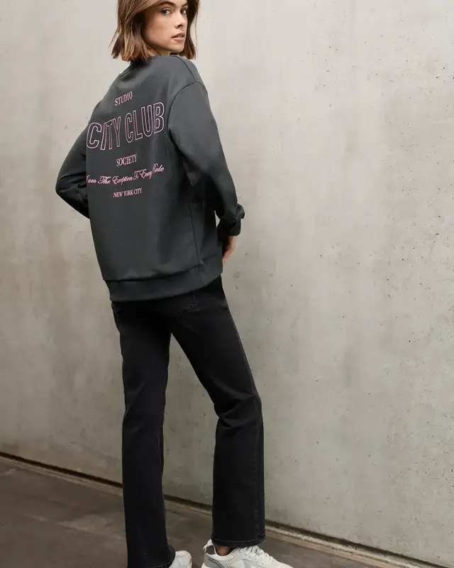 Street One Studio Loose Fit Backprint Sweater - Shore Grey