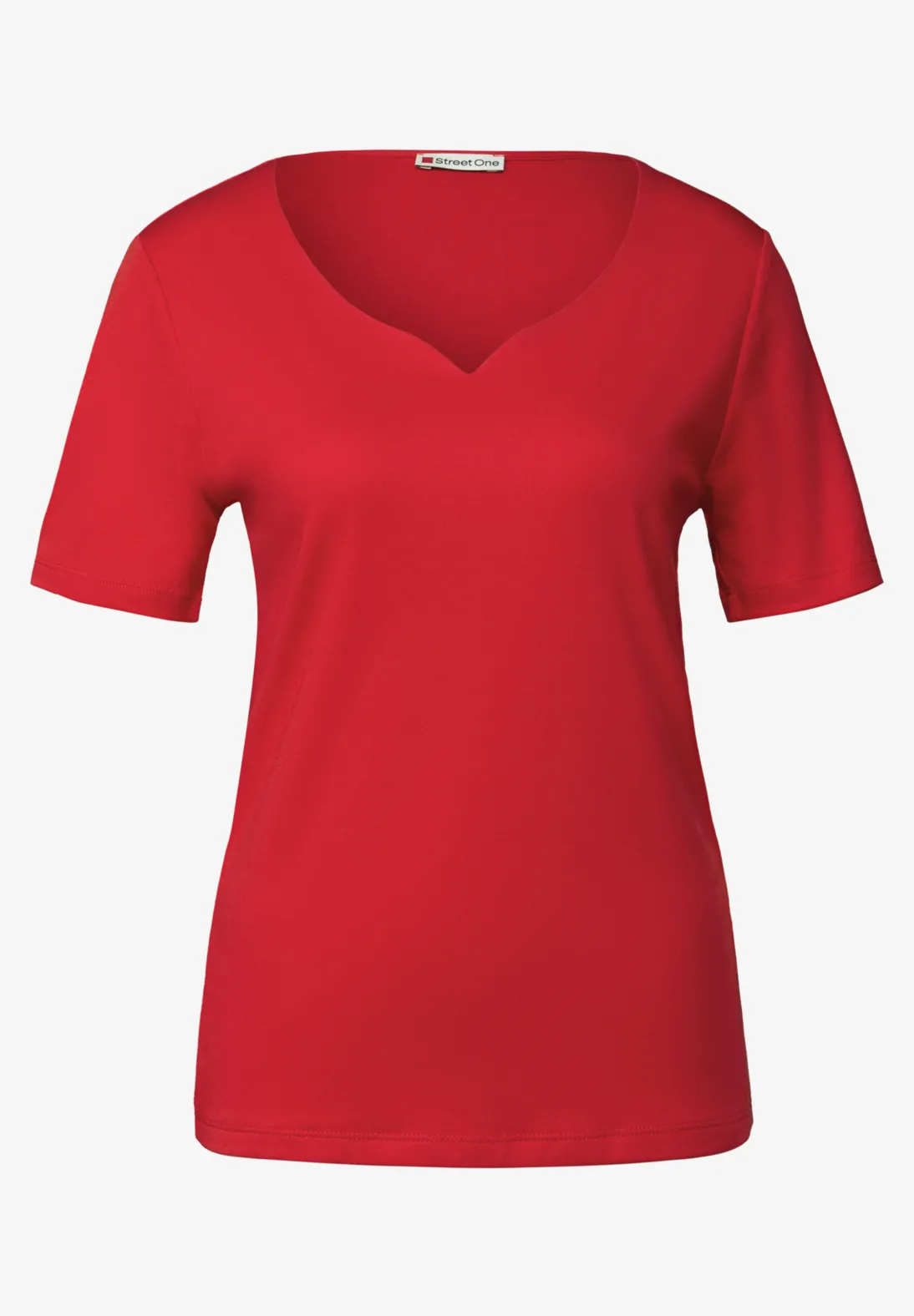 Street One T-Shirt mit Herzausschnitt - Racing Red