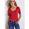 T-Shirt with Heart Neckline - Racing Red