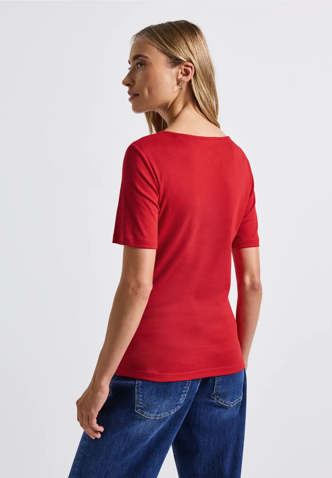 Street One T-Shirt mit Herzausschnitt - Racing Red