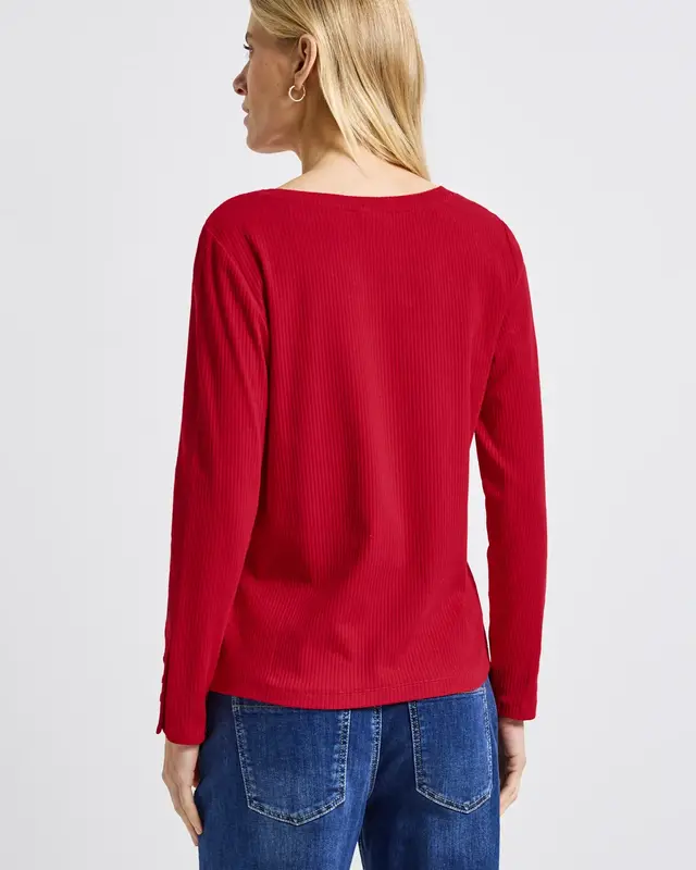 Street One Shirt mit Rippstruktur - Racing Red