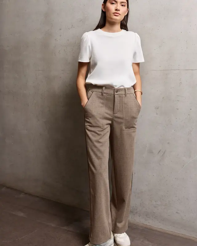 Street One Studio Straight Leg Pants - Sandstone Beige Melange