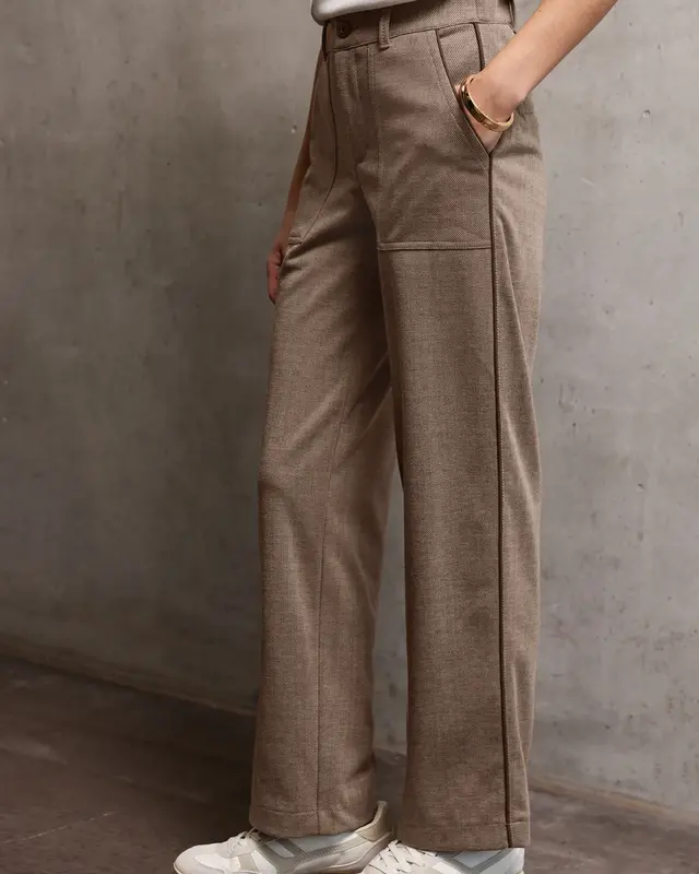 Street One Studio Straight Leg Pants - Sandstone Beige Melange